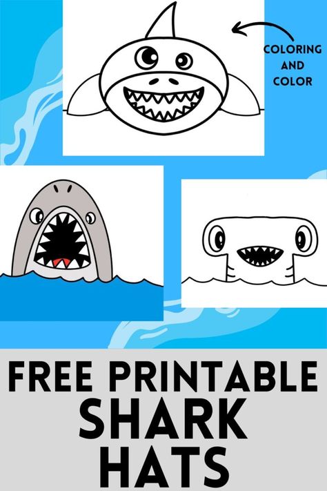 Free Printable Shark Hats for Kids - Shark Hat Diy, Shark Headband Template, Shark Hat Craft, Shark Headband, Shark Hats, Teddy Bear Outline, Shark Week Crafts, Teddy Bear Template, Printable Teddy Bear