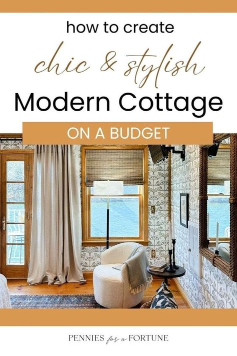 There's something charming and cozy about modern cottage style and I absolutely love this interior design trend. In this post, I'm showing you how to create a chic & stylish modern cottage trend in your home without breaking the bank. I'm sharing budget-friendly interior design tips and decorating ideas to create charming cottage-inspired rooms and bring that cozy Southern cottage vibe into your home. Mini Cottage Interior, Modern Cottage Design Interior, Modern Cottage Homes Interiors, Southern Cottage Interiors, Contemporary Cottage Interiors, Stone Cottages Interior, Cottage Style Homes Interior, Tiny Cottage Interior, Modern Cottage Interior Design