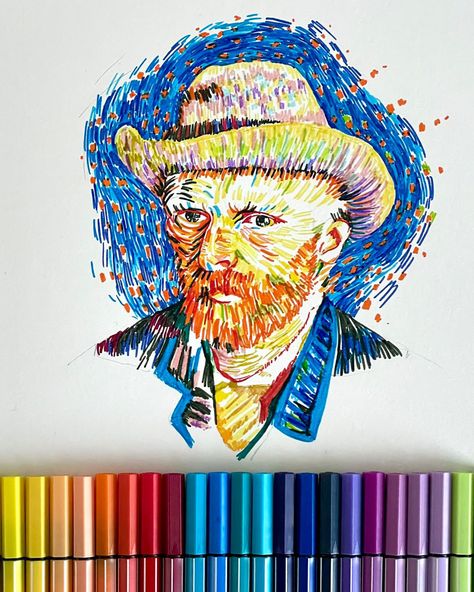 A masterpiece in every stroke! 🖌️🌟 This STABILO Pen 68 rendition of a timeless artist brings a splash of color to a familiar face. Who is this one? 🧐  🖍️ : STABILO Pen 68 brush 📷 : @quinkandbleach Cartoon Art Drawing, Splash Of Color, Color Pencils, Fine Pens, Human Face, Pen Art, Art Journal Inspiration, Brush Pen, Face Drawing