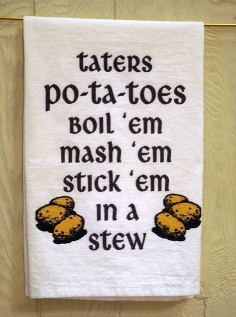 Lord of the Rings, LOTR, Hobbit, Taters Kitchen Towel, Flour Sack Dish Towel Lotr Kitchen Decor, Lord Of The Rings Kitchen Decor, Lord Of The Rings Sayings, Lotr Diy Decor, Hobbit Kitchen Ideas, Lord Of The Rings Cricut Projects, Lord Of The Rings Diy Decor, Lotr Bedroom Ideas, Cricut Lotr