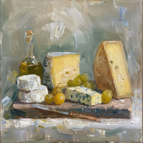 Cheese Platter V Impressionistic Still Life Oil Painting of French Cheeses Digital Download Print. High resolution digital print file. Prints upto 30 x 30 inches. PLEASE NOTE THIS PRODUCT IS FOR DIGITAL DOWNLOAD ONLY! NO PHYSICAL PRINTS WILL BE SHIPPED. Pod Creative artwork is for PERSONAL USE ONLY. DO NOT use our digital art files for reproduction or commercial use or resale in any form. © POD CREATIVE Cheese Painting, Still Art, Food Still Life, Oil Painting Still Life, A Level Art Sketchbook, Still Life Fruit, Beautiful Oil Paintings, Cheese Platter, Food Painting