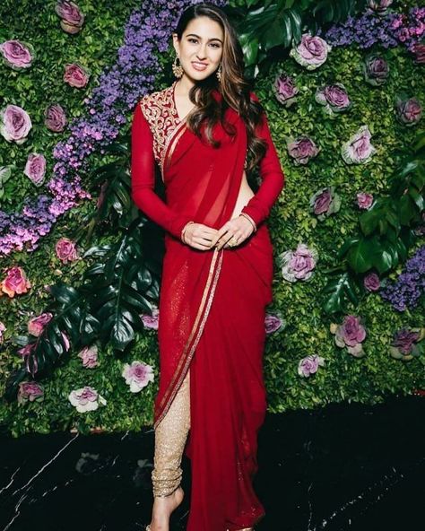 10+ Stunning Looks From Sara Ali Khan’s Wardrobe That Gave Us Bridesmaid Goals! | WedMeGood Salwar Kamiz, Sara Ali Khan, Red Saree, Ali Khan, Ethnic Dress, Indian Designer Outfits, Anarkali Dress, Saree Look, Indian Ethnic Wear