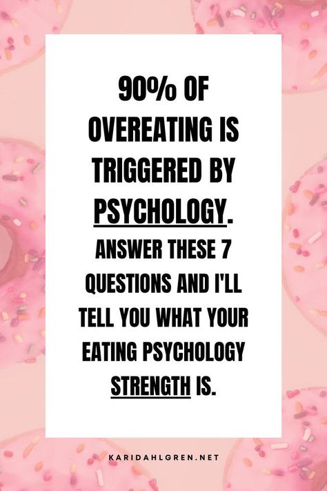 Eating psychology is 90% of the battle to stop overeating. Here's a QUIZ that will tell you what your eating psychology STRENGTH is (and even if you struggle with food, we all have a strength!). Come see what your eating psychology blueprint is! The Psychology Of Eating, Eating Psychology, Psychology Quiz, Food Psychology, Stop Overeating, Food Rules, Spiritual Wellness, Intuitive Eating, Negative Self Talk