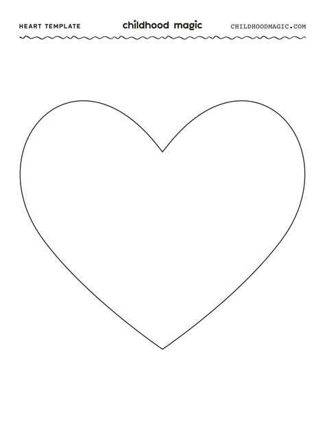 Heart Template Coloring Page - Childhood Magic Valentine Printables Free Kids Coloring, Heart Coloring Pages Free Printable, Heart Patterns Printable, Hearts Template, A Coloring Page, Heart Coloring Pages, Thumb Prints, Heart Printable, Heart Template