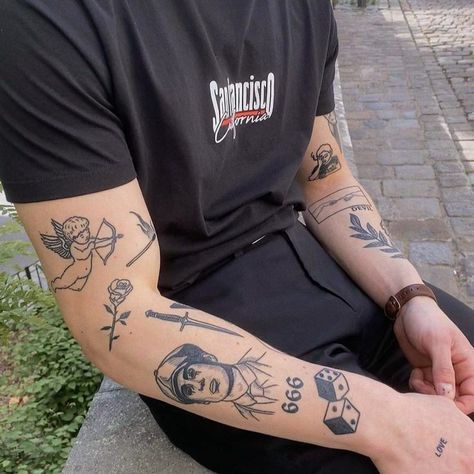 Tattoos Arm Mann, Tato Flash, Indie Tattoo, Mens Tattoos, Tattoos Inspo, Sharpie Tattoos, Forarm Tattoos, Forearm Tattoo Design, Small Hand Tattoos