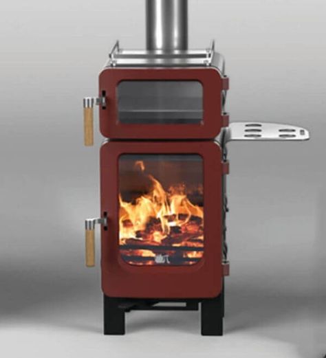 Small Log Burner, Fireplace Modern Design, Tiny Wood Stove, Small Wood Stove, Contemporary Fireplace Designs, Diy Heater, Wood Heat, Wood Stove Fireplace, Small Log Cabin