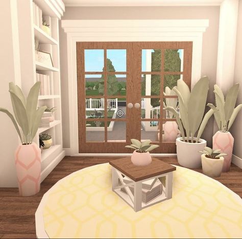 Cozy Living Rooms Bloxburg, Bloxburg Spring House Interior, Extra Room Ideas Bloxburg, Bloxburg Porch Ideas, Bloxburg Rooms, Mine Aesthetic, Preppy House, Magical Bedroom, Blox Burg