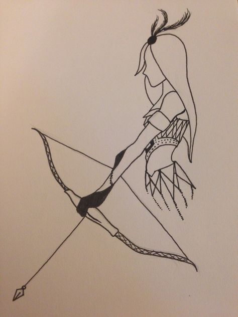 Arqueira Sagittarius Drawing Art, Archer Tattoo Minimalist, Woman With Bow And Arrow Tattoo, Female Archer Tattoo, Female Archer Drawing, Sagitarius Tattoo Bow And Arrow, Archer Tattoo, Sagittarius Tattoo Designs, Sagittarius Art