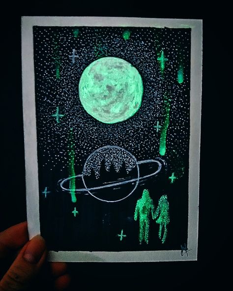 Glow In The Dark Painting Ideas, Glow In Dark Paint, Glow In The Dark Painting, Dark Painting, Dream Drawing, Dark Paintings, Dark Paint, Paint Drawing, Flower Painting Canvas