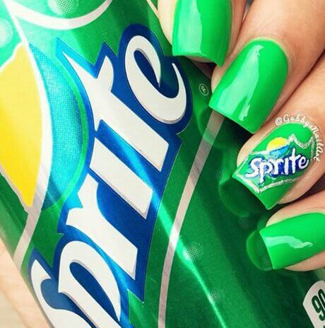 Sprite Sprite Nails, Food Nail Art, Artistic Nails, Food Nails, Yellow Nail, Nail Pen, Spring Acrylic Nails, Stylish Nails Designs, Nail Polish Art