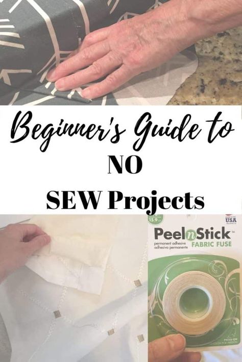 Beginner's Guide to No Sew Projects with No Sew Products No Sew Cushion Covers Diy, No Sew Crafts With Fabric, No Sew Fabric Crafts, No Sew Projects, Curtains Without Sewing, Upcycle Home, No Sew Pillow Covers, House Organization, Stitch Witchery