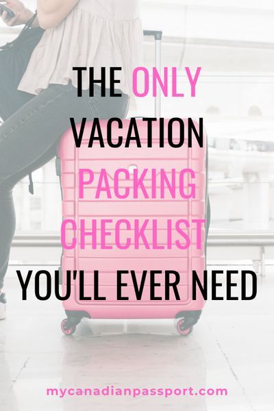 Eliminate the stress in packing by using this printable, comprehensive vacation packing list. I guarantee you won't forget a thing! #packingtips #packinglist #packingchecklist #beprepared Vacation Packing Checklist, Beach Vacation Packing List, Canadian Passport, Vacation Checklist, Vacation Packing List, Packing List For Cruise, Packing Guide, Packing List For Vacation, Packing Checklist