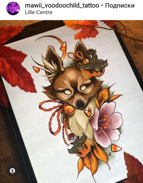 Samurai Tattoo Design, Bear Tattoo, Fox Tattoo, Painting Tattoo, Samurai Tattoo, Skull Painting, New School Tattoo, Halloween Tattoos, Dream Tattoos