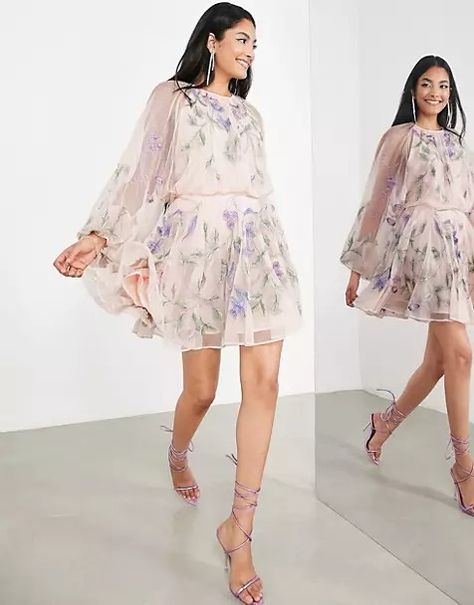 Womenswear Sale | New Lines Added | ASOS Mesh Wedding Dress, Being A Bridesmaid, Embroidered Mesh Dress, Fancy Fashion, Mesh Mini Dress, Blouson Sleeve, Mini Sundress, Matthew Perry, Asos Dress