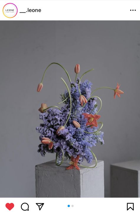 Structural Flower Arrangements, Unconventional Flower Arrangements, Modern Floral Arrangements Chic, Asymmetrical Flower Arrangement, Moody Floral Arrangements, Unusual Flower Arrangements, Lilli Jahilo, Sculptural Flowers, Unique Event Decor