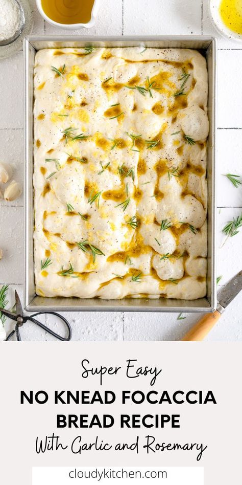 Cloudy Kitchen Focaccia, Easy Foccacia Bread No Yeast, Easy Focaccia Bread Recipe No Knead, Rosemary Focaccia Bread Recipe, Foccacia Bread Quick Rise, Focaccia Bread Recipe Easy Fast, No Knead Focaccia Bread, Frococia Bread, Quick Foccia Bread