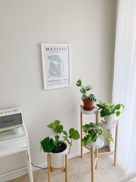 Floor Plants Bedroom, Satsumas Ikea, Room Decor With Plants, Ikea Satsumas, Satsumas Plant Stand, Floor Plant Stand, Aesthetic Room Makeover, Ikea Plant Stand, Ikea Plant