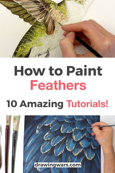 How to Paint Feathers on a Bird Easy Step by Step, 10 great tutorials! Learn How to Paint Feathers on a Bird with the Best Online Video Tutorials with Acrylic, Watercolor and many more techniques! Paint Feathers on a Bird and more! DIY Easy Painting! Painting Tutorial for Beginners! How To Paint Feathers Watercolour, Painted Birds Acrylic, Painting Feathers Tutorial, Acrylic Painting Birds Easy, Bird Artwork Painting, How To Paint A Feather, How To Paint Feathers Acrylic, How To Paint A Bird, Painting Feathers Acrylic