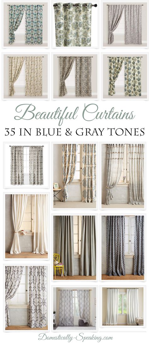 35 Beautiful Curtain ideas for the master bedroom! Calming blue and gray tone curtain panels that are perfect to help create that relaxing retreat you want in your master bedroom Curtains For Grey Walls, Office Curtains, Panel Ideas, Bedroom Drapes, Window Treatments Bedroom, Rustic Curtains, Blue Curtains, Gray Tones, Grey Curtains