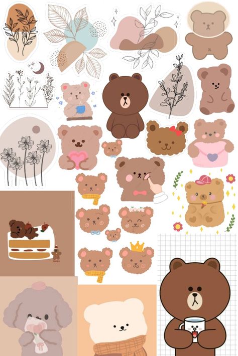 Free Planner Stickers, Cute App, Watercolor Flower Art, Cute Doodles Drawings, Bullet Journal Stickers, Cute Teddy Bears, Kawaii Stickers, Diy Stickers, Cat Stickers