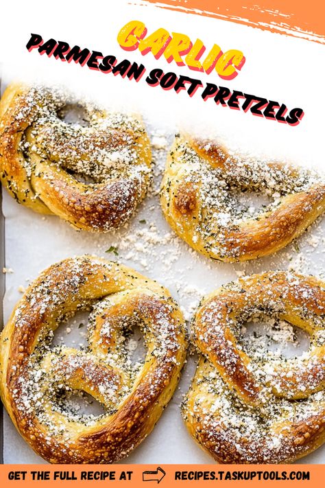 Indulge in the irresistible flavor combination of Garlic Parmesan Soft Pretzels! These warm, chewy treats are perfect for snacking, parties, or simply enjoying at home. Discover the step-by-step recipe that guides you to create golden-brown pretzels that are brushed with melted garlic butter and sprinkled with freshly grated Parmesan cheese. Serve them with your favorite dipping sauce for an elevated appetizer. Perfect for impressing guests or a cozy movie night, these pretzels are a must-try for Garlic Pretzel Recipe, Parmesan Pretzels, Pretzel Recipe, Soft Pretzel Recipe, Pretzel Shape, Baking Soda Bath, Pretzels Recipe, Soft Pretzels, Garlic Parmesan