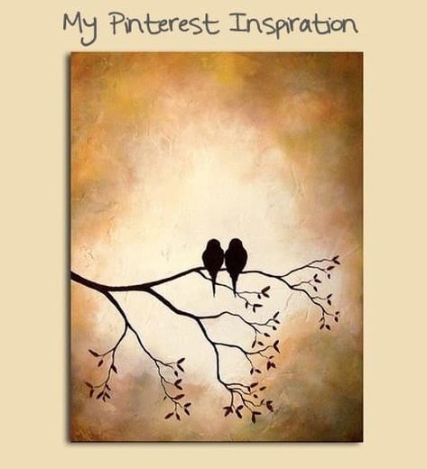 Birds on a Branch Silhouette Painting - My Pinterest Inspiration @amandaformaro Bild Gold, Tree Branch Wall Art, Canvas Painting Projects, Design Art Nouveau, Silhouette Painting, Tableau Art, Tree Branch, Simple Art, Birds Painting