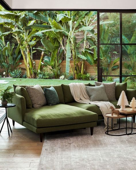 Joybird on Instagram: “Time to get what you really wanted this year... our After Christmas Sale starts today! 🛋️: Lewis Sectional in Faithful Olive #Joybird…” Joybird Sectional, Future Living Room, Home Planning, Green Couch, Eco Friendly Furniture, Biophilic Design, House Living Room, Living Room Inspo, House Remodel