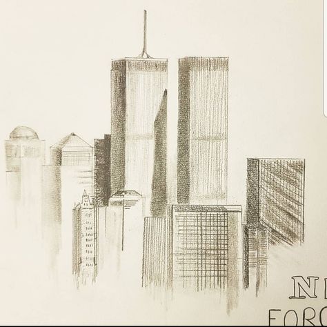 WTC Twin Towers in Lower Manhattan Twin Towers Drawing, World Trade Center Nyc, Sketching Ideas, Art Charcoal, Building Drawing, Architecture Drawing Art, Easy Drawings Sketches, Lower Manhattan, Twin Towers