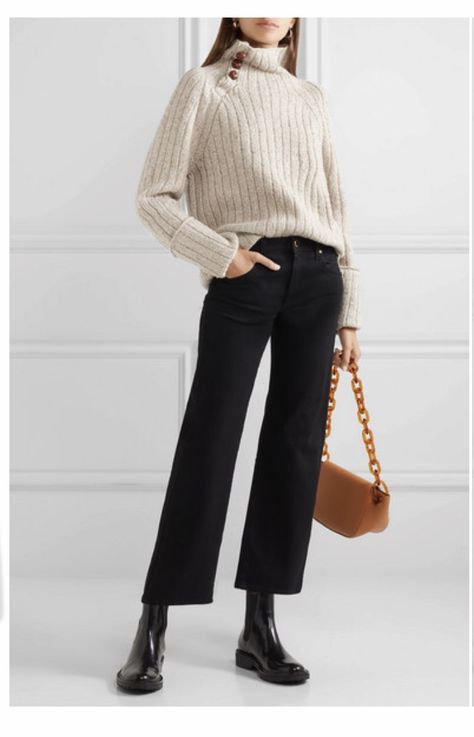 Khaite Jeans, Turtleneck Outfit, Classy Work Outfits, Simon Miller, Pantalon Large, Cozy Sweater, 가을 패션, Dries Van Noten, Outfit Casual