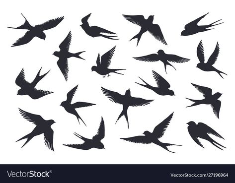 silhouette flock swallows sea Vector Image Swallow Silhouette, Swallow Art, Sea Vector, Birds Silhouette, Flying Bird Silhouette, Henna Inspiration, Doodle Borders, Flash Tattoo Designs, Flying Birds