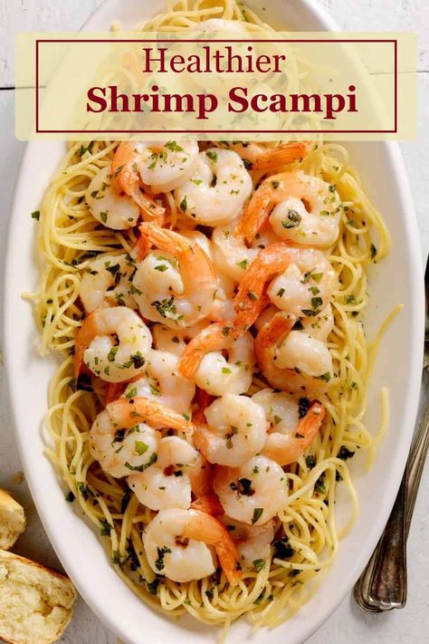 Light Shrimp Scampi, Shrimp Scampi With Rice, Shrimp Scampi Sauce, Healthy Shrimp Scampi, Scampi Sauce, Shrimp Scampi Recipe, Scampi Recipe, Healthy Shrimp, Shrimp Recipes For Dinner