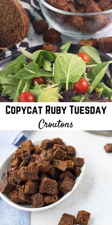 These Ruby Tuesday Croutons are the perfect copycat recipe – they taste just like the restaurant’s version and they couldn’t be easier to make at home! You’ll find these are the perfect topping for any salad! Texas Roadhouse Croutons Recipe, Tumbleweed Restaurant Recipes, Old Country Buffet Copycat Recipes, Ruby Tuesday Croutons Recipe, Ruby Tuesdays Copycat Recipes, Copycat Ruby Tuesday Pasta Salad, Ruby Tuesday, Ruby Tuesday Croutons, Diy Croutons From Bread