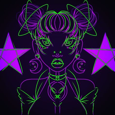 Neon Drawings Sketch, Rave Anime Aesthetic, Rave Art Illustration, Rave Illustration, Rave Drawing, Punisher Shirt, Neon Space, Rave Art, Sketches Anime