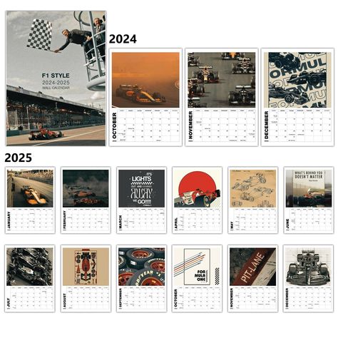 2025-2025 Formula 1 Wall Calendar - 15-Month F1 Calendar from October 2025 to December 2025, 11x15" Spiral Bound with Hanger, Grand Prix Days Highlighted, Large Writing Space F1 Calendar, Calendar Aesthetic, Writing Space, New Adventure, Calendar Design, Planner Addicts, Life Organization, Monthly Calendar, Wall Calendar