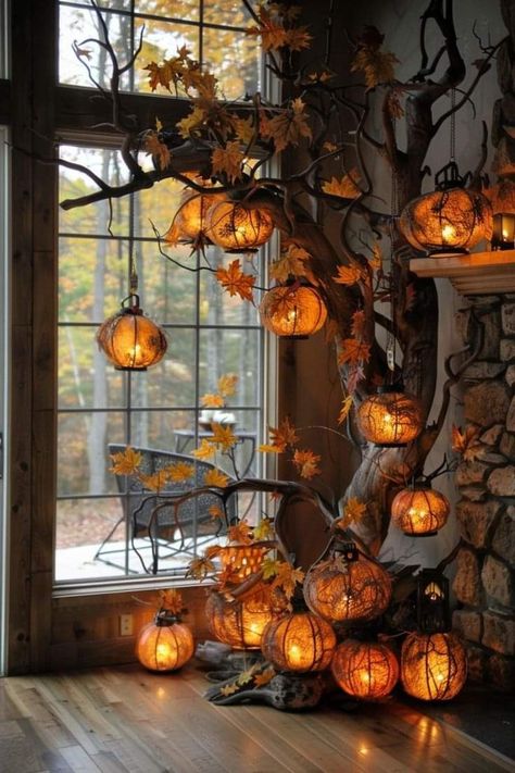 Farmhouse Fall Decor Ideas For The Home, Cozy Halloween Decor, Spooky Halloween Tree, Halloween Lego, Witchy Cottagecore, Dark Halloween, Autumn Decorating, Halloween Time, Halloween Trees