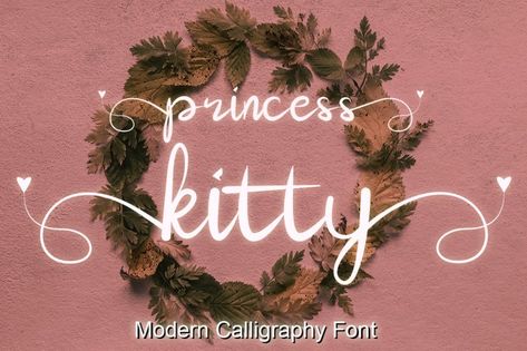 Princess Kitty is a gorgeous script font. It is PUA encoded which means you can access all glyphs and swashes with ease! Princess Kitty was created for product packaging, invitation cards, flyers, event fonts, love fonts, posters, and all aspects that require a delicate touch. You can free download Princess Kitty font for personal use […] The post Princess Kitty Font appeared first on FreeFontDL. Princess Font, Love Fonts, Princess Kitty, Modern Calligraphy Fonts, Font Generator, Font Download, Font Types, Calligraphy Fonts, Elegant Invitations