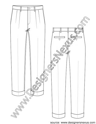 Fashion Sketches Men, Pleated Dress Pants, Pants Drawing, Shirt Sketch, Flat Drawings, Clothing Sketches, Mens Apparel, Mens Fashion Wear, Flat Sketches