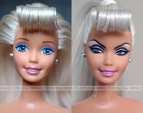 Ooak Barbie Repaint, Barbie Doll Repaint, Barbie Makeover, Doll Repaint Tutorial, Barbie Repaint, Repainted Dolls, Ooak Barbie, Barbie Funny, Custom Barbie