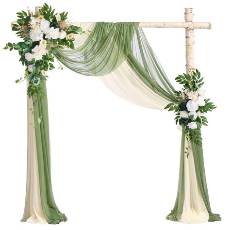 PRICES MAY VARY. ❤️【WEDDING ARCH FLOWERS】: Our wedding arch flowers are exclusively carefully designed and handcrafted by professional florists, made of high quality material, vivid and beautiful full of realistic. Artificial flowers are best alternative to expensive fresh flowers and greenery, they will stay and look beautiful all day, not wilting and turning brown, you can use many times ❤️【DRAPING FABRIC】: These draping fabrics are made of wrinkle-resistant soft polyester, which has vibrant c Arbor Backdrop, Wedding Ceremony Arbor, Sweetheart Table Flowers, Front Mehndi, Ceremony Arbor, Wedding Drapery, Expo Ideas, Flower Swag, Artificial Flowers Decor