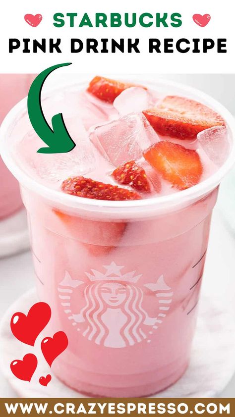 starbucks pink drink recipe diy easy - starbucks pink drink recipe diy keto - healthy starbucks pink drink Fruity Starbucks, Pink Drink Recipe, Starbucks Pink Drink Recipe, Pink Drink Recipes, Starbucks Pink Drink, Strawberry Acai Refresher, Strawberry Acai, Coffee Guide, Diy Drinks