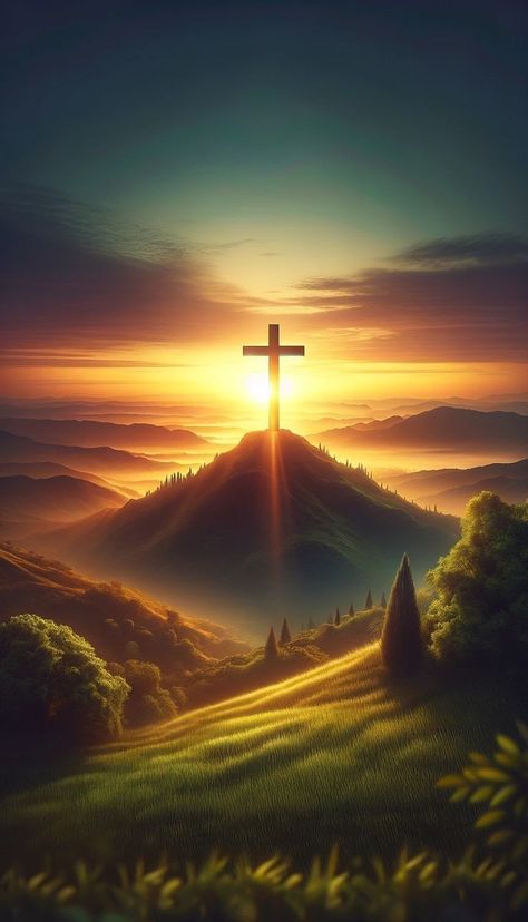 Jesus Cross Wallpaper, Christian Background Images, God Creation, Sunrise Images, Jesus Background, Cross Background, God Is With Us, Trust In Him, Romans 15