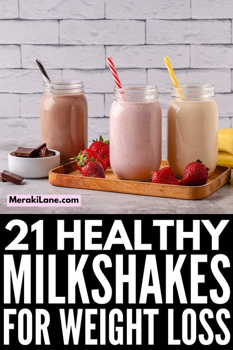 Healthy Milkshakes, Healthy Milkshake Recipes, Peanut Butter Milkshake, Healthy Milkshake, Protein Milkshake, Smoothies Vegan, Banana Drinks, Healthy Strawberry, Banana Milkshake