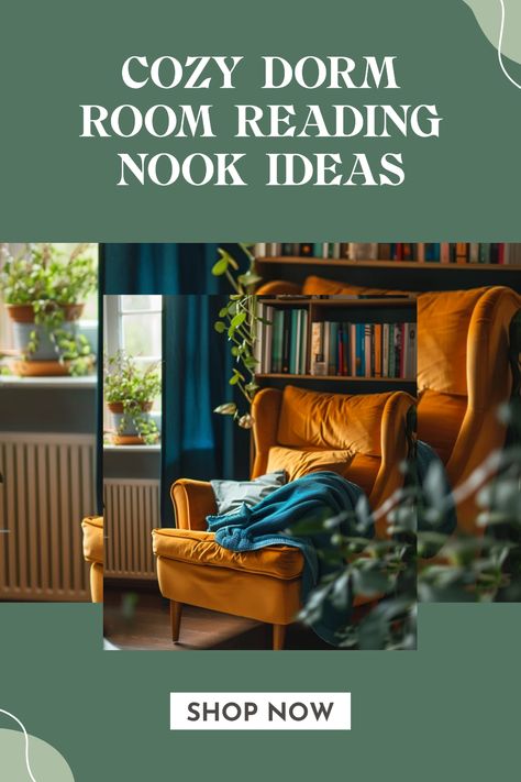 Looking for ways to create a cozy reading nook in your dorm? Check out these awesome dorm room ideas that turn any small space into the ultimate relaxation spot. From comfortable seating options to warm lighting and personal decor, you can easily transform your dorm with these simple tips. Create a peaceful and inviting atmosphere that allows you to escape into your favorite books. Make your study space stylish and comfortable with a personalized reading corner that suits your unique taste and enhances your college experience! Room Reading Nook, Reading Nook Ideas, Cozy Dorm, Cozy Dorm Room, Nook Ideas, Dorm Room Ideas, Warm Lighting, College Experience, Study Space