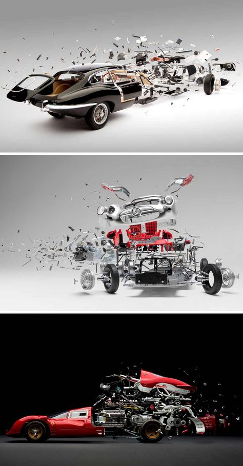 Fabian Oefner, Auto Racing Art, Surealism Art, Cars Girls, Construction For Kids, Exploded View, Miniature Models, Ad Car, Gilles Villeneuve