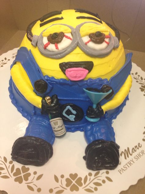 Drunk Minion cake made with delicious buttercream filling and toping Buttercream Filling, Minion Cake, How To Make Cake, Butter Cream, Cake, Birthday