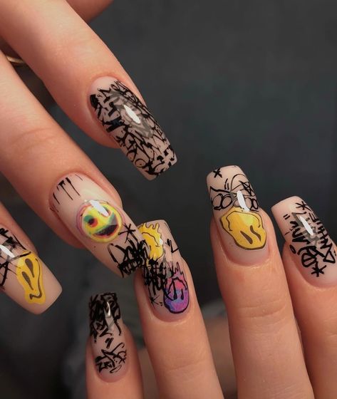 Crazy Gel Nails, Nail Jewels, Subway Surfers, Crazy Nails, Manicure Ideas, Nail Nail, Nails Ideas, Color Rosa, Black Nails