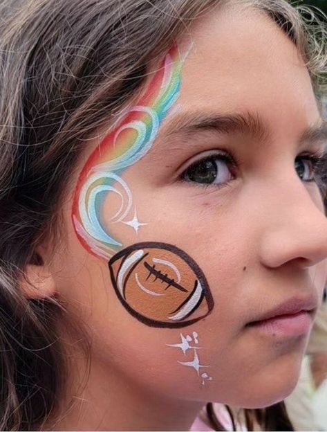 Football Facepainting Ideas, Football Face Painting Ideas, Face Painting Sports, Cheer Face Paint Ideas Football, Sports Face Paint Ideas, Sport Face Paint, Softball Face Paint, Turkey Face Paint, Basketball Face Paint