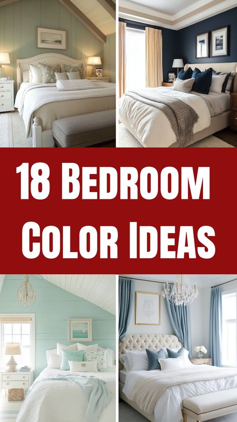 18 bedroom color ideas displayed with example photos of different decor styles. Bedroom Set Color Ideas, Guest Bedroom Paint Ideas Wall Colours, Coloured Bedroom Ideas, Guest Bedroom Ideas Colors, Color Combinations For Room, Bedroom Colours Ideas, Guest Bedroom Color Ideas, Best Colors For Bedroom, Color Palette For Bedroom