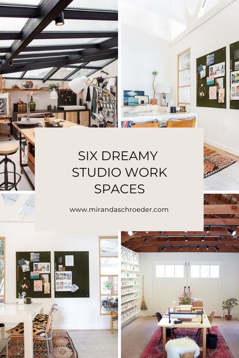 6 Dreamy Studio Spaces - Creative Art Studio Work Spaces, Art Therapy Studio Interior Design, Art Studio At Home Small Spaces Bedroom, Small Art Studio Ideas Workspaces, Art Studio Layout Floor Plans, Creative Spaces Studio Inspiration, Art Studio Office Combo, Work Studio Ideas, Graphic Design Studio Workspaces