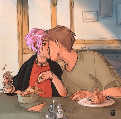 Remus X Tonks Fanart, Nymphadora Tonks Fanart, Remus And Tonks Fan Art, Tonks Fanart, Romantic Fanart, Remus And Tonks, Nymphadora Tonks, Hogwarts Aesthetic, Harry Potter Room